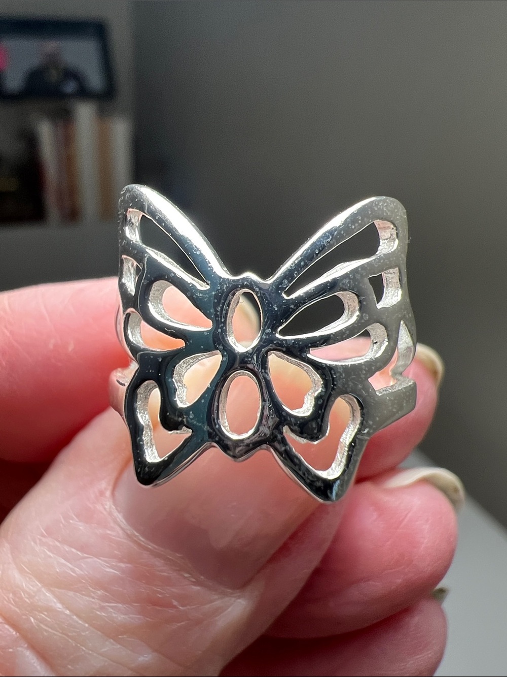 Sterling Silver Butterfly Cutout Ring - Heirloom Estate Vintage